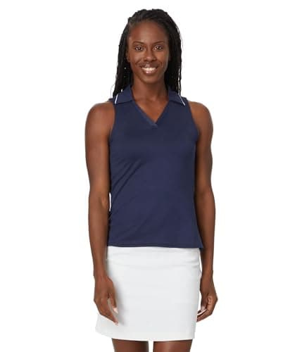 SKECHERS Women's GODRI Swift Club Sleeveless Polo Tank Navy - Image 1