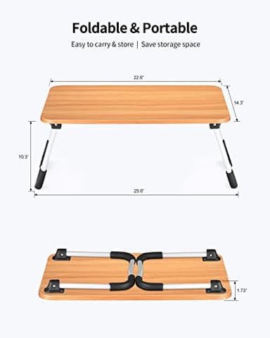 Ruxury Folding Lap Desk Laptop Stand Bed Desk Table Tray, Breakfast Serving Tray, Portable & Lightweight Mini Table for Sofa Couch Floor - - Wood - Image 5