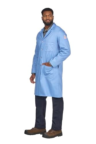 Bulwark FR-KEL2LB RG Men's FR Lab Coat, Light Blue, Small - Image 4