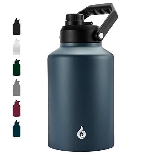 BJPKPK One Gallon(128 oz) Insulated Water Bottle, Dishwasher Safe Stainless Steel Thermo, BPA Free Jug with Ergonomic Handle & Anti-slip Bottom, Large Water Bottle, Navy Blue - Image 1