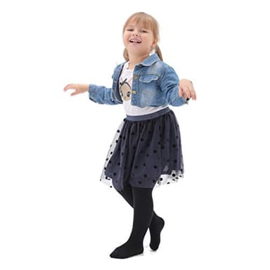 EPEIUS Toddler Tights - Baby Girl Seamless Cable Knit Leggings,Thick Cotton Footed Pants for 2-4 Years Black,White,Grey - Image 5