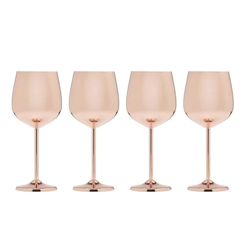 Cambridge Silversmiths 4 Piece Set of 18 oz Copper All Purpose Single Wall Wine Glasses - Image 1