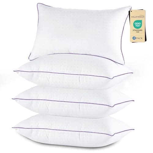 JOLLYVOGUE Pillows King Size Set of 4, Washable Supportive Bed Pillows with Super Soft Down Alternative Fill, Luxury Fluffy Hotel Quality for Side, Back, and Stomach Sleepers - Image 1