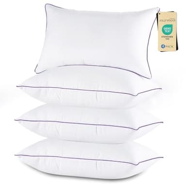 JOLLYVOGUE Pillows King Size Set of 4, Washable Supportive Bed Pillows with Super Soft Down Alternative Fill, Luxury Fluffy Hotel Quality for Side, Back, and Stomach Sleepers - Image 1