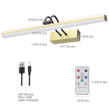 RAIFOOLLY Picture Light,16in Wireless Battery Wall Lighting,Remote Art Lights for Paintings with Timer and Dimmable for Display Photo,Frame,Portrait,Dartboard(GD+BK) - Image 7