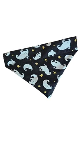 Glow in the Dark Halloween Ghosts Over the Collar Dog Bandana That Slips onto Their Existing Collar Size (X-Small) - Image 1