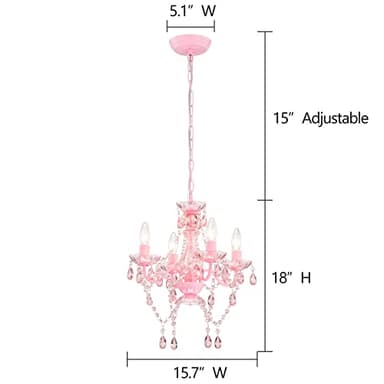 LaLuLa Mini Chandelier with Acrylic Crystals Pink Chandelier 4 Light Modern Chandeliers for Bedroom and Girls Room - Image 6