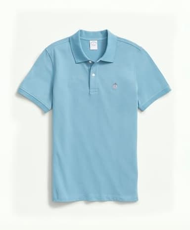 Brooks Brothers Men's Short Sleeve Cotton Pique Stretch Logo Polo Shirt, Adriatic Blue, Small - Image 3