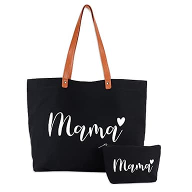 Lamyba New Mom Gifts for Women, Mama Bag Tote with Makeup Bag, Cool Gifts for Mom to be/Expecting Mom/Pregnant Women - Image 1