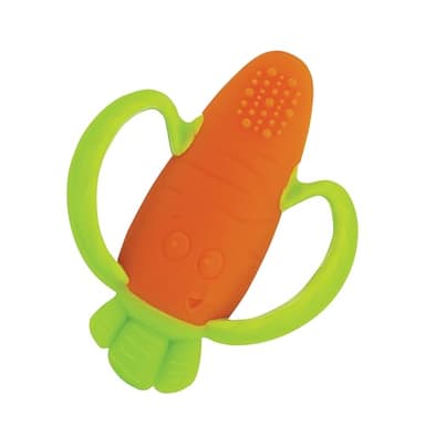 Infantino Lil’ Nibbles Textured Silicone Teether, BPA-Free Baby Teething Toy, Soft, Easy to Hold, Sensory Stimulation for Infants, Carrot - Image 1