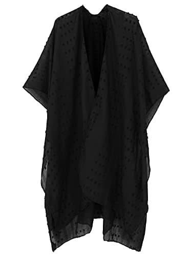 Moss Rose Women's Beach Cover up Swimsuit Kimono Cardigan with Bohemian Floral Print Black - Image 2