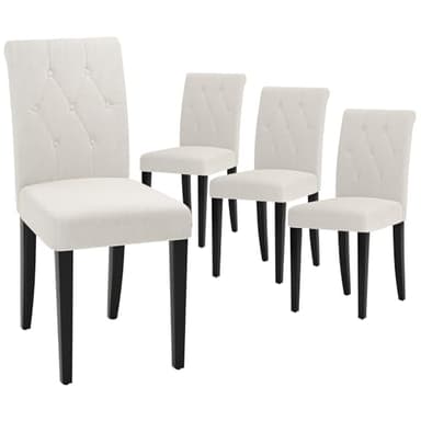 Welzona Upholstered Dining Chairs Set of 4, Button Tufted Parsons Dining Chair with Solid Wood Legs, Modern Fabric Side Chair for Hotel/Dining Room/Kitchen/Restaurant- White - Image 7