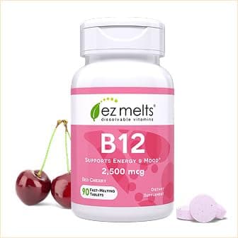 EZ Melts B12 Sublingual Vitamin 2,500 mcg, Methylcobalamin, Sugar-Free, 3-Month Supply - 1 Pack - Image 1