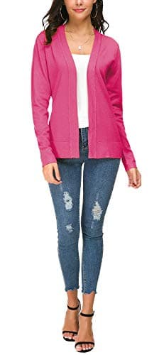 EXCHIC Women's Long Sleeve Open Front Cardigan Sweater Lightweight Casual Knit Sweaters (Rose, X-Large) - Image 6