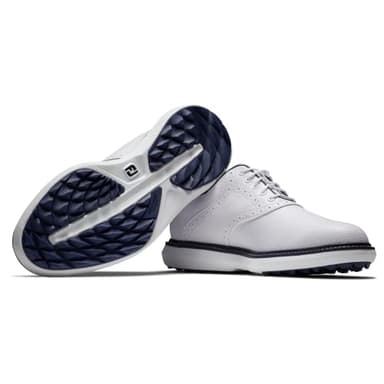 FootJoy Men's Traditions Spikeless Previous Season Style Golf Shoe, White/White/Navy, 10 - Image 6