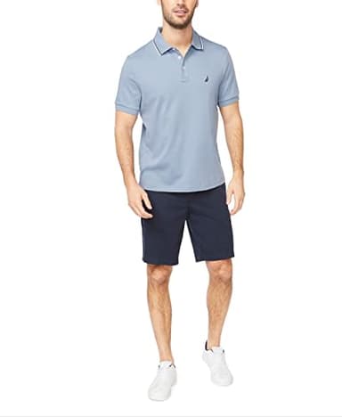 Nautica Men's Classic Fit Short Sleeve Dual Tipped Collar Polo Shirt, Lake City Blue, Medium - Image 5