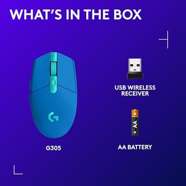 Logitech G305 LIGHTSPEED Wireless Gaming Mouse, Hero 12K Sensor, 12,000 DPI, Lightweight, 6 Programmable Buttons, 250h Battery Life, On-Board Memory, PC/Mac - Blue - Image 9