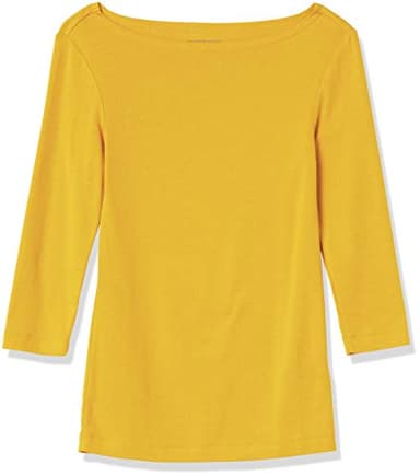 Amazon Essentials Women's Slim-Fit 3/4 Sleeve Boat Neck T-Shirt, Gold, Large - Image 9