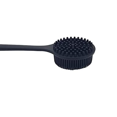 DNC Back Scrubber for Shower Soft Silicone Bath Body Brush with Long Handle (Black) - Image 2