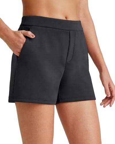 G4Free Women's Shorts Casual Summer 4" Sweat Shorts with Pockets High Waisted Athletic Shorts Stretch Comfy Soft Lounge Walking Golf Shorts(Black, L) - Image 1