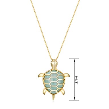Amazon Essentials womens Yellow 18K Gold Plated Sterling Silver Genuine Green Jade Turtle Pendant Necklace, 18" (previously Amazon Collection) - Image 3