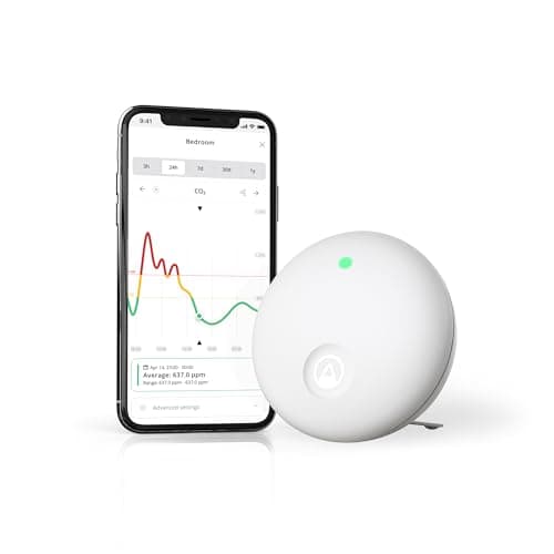 Airthings 322 Wave Enhance -Indoor Air Quality Monitor for CO2, VOC, Humidity, Temp, Pressure plus Noise & Light Sensors - Monitors Conditions for Sleep in Bedrooms & for Concentration in Home Offices - Image 1