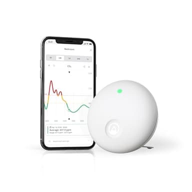 Airthings 322 Wave Enhance -Indoor Air Quality Monitor for CO2, VOC, Humidity, Temp, Pressure plus Noise & Light Sensors - Monitors Conditions for Sleep in Bedrooms & for Concentration in Home Offices - Image 1