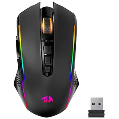 Redragon Gaming Mouse, Wireless Mouse Gaming with 8000 DPI, PC Gaming Mice with Fire Button, RGB Backlit Programmable Ergonomic Mouse Gamer, Rechargeable, 70Hrs for Windows, Mac Gamer, Black - Image 1