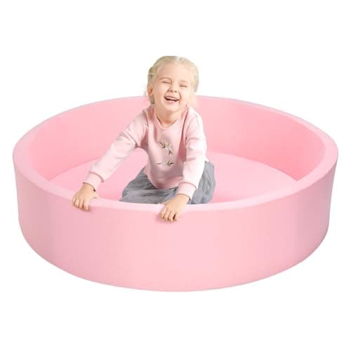 TRENDBOX Extra Large Soft Foam Ball Pit 51.2" x 11.8" (NO Balls) in Large Sponge Round Ball Pool Indoor Round Children Toddler Playpen - Light Pink - Image 1