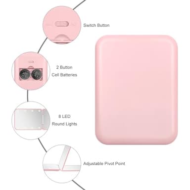 Kakuje Compact Mirror, 1X/3X Magnification LED Pocket Mirror with Nternal BIattery, Mini Mirror for Purse, Pocket,Travel and Present (Pink) - Image 3