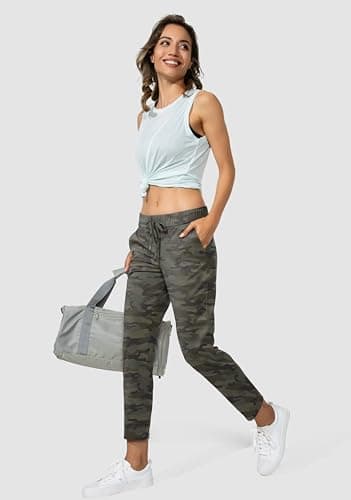 G Gradual Women's Pants with Deep Pockets 7/8 Stretch Sweatpants for Women Athletic, Golf, Lounge, Work (Green Camo, X-Large) - Image 5