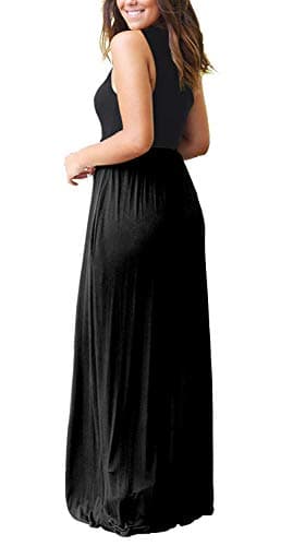 MOLERANI Women's Loose Plain Maxi Dresses Casual Long Dresses with Pockets,Black,XL - Image 2