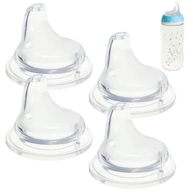 4 Pack Replacement Silicone Spout Compatible with NUK Active and Learner Cups, Clear Silicone Dishwasher Safe No Spill BPA Free Nipple Replacement Spouts - Image 1