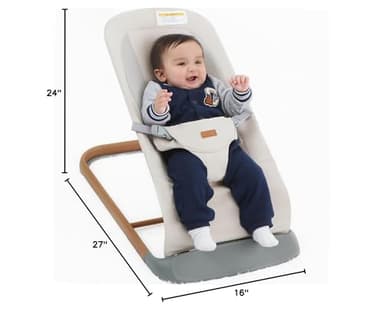 AMKE CooCon Baby Bouncer,Ergonomic Bouncer Seat for Babies with 3 Recline Positions,Portable Newborn Bouncer Seat, Mesh Design Bouncers for Infants,Beige - Image 10