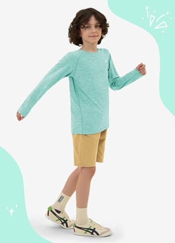 Willit Boy's UPF 50+ Sun Protection Shirt Long Sleeve Rash Guard Swim Shirts Youth SPF Fishing Quick Dry Shirt Slubby Light Cyan M - Image 5