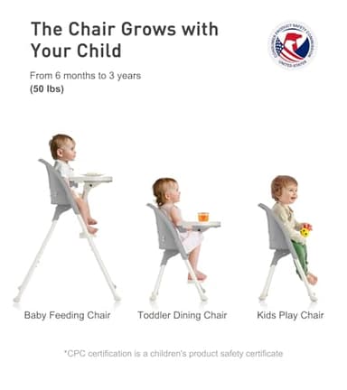 HAN-MM Foldable High Chair, One Click fold,Save Space, Detachable Double Tray, Infant Chair, Car Traveling, 3 in 1 Convertible, 3-Point Harness, Adjustable Footrest, Non-Slip Feet, Adjustable Legs - Image 7