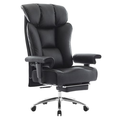 Efomao Ergonomic Office Chair 450LBS with Foot Rest, High Back PU Leather Executive Office Chair with Adjustable Armrests, Lumbar Support for Home or Work, Computer Chair, Black - Image 1