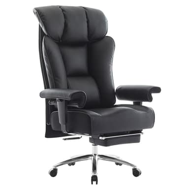 Efomao Ergonomic Office Chair 450LBS with Foot Rest, High Back PU Leather Executive Office Chair with Adjustable Armrests, Lumbar Support for Home or Work, Computer Chair, Black - Image 1