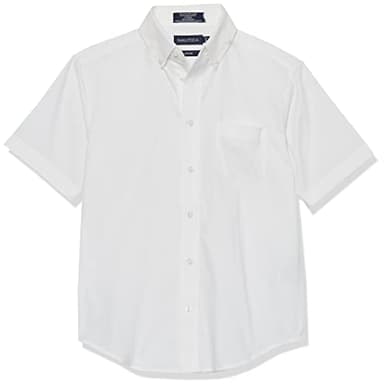 Nautica Boys' School Uniform Short Sleeve Button-Down Oxford Shirt, White, 3T - Image 1
