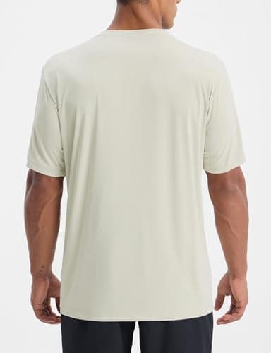 baleaf Men's UPF 50+ Sun Protection Shirts UV SPF Short Sleeve T-Shirts Rash Guard Quick Dry Lightweight Hiking Athletic Light Brown L - Image 5