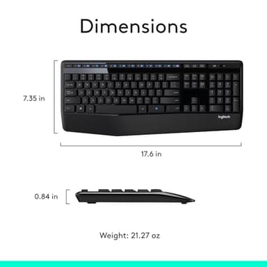 Logitech MK345 Wireless Keyboard and Mouse Combo with Palm Rest, 2.4 GHz USB Receiver, Compatible with PC, Laptop, Black - Image 9