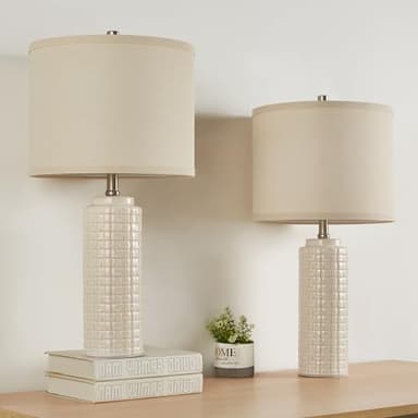 Luvkczc 24.8" Modern Ceramic Bedside Lamp Set of 2, 3 Color Temperature&Bulbs Included - Farmhouse Nightstand Lamps for Living Room Bedroom End Table Office Entryway - Image 8