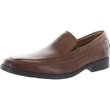 Clarks Men's Tilden Free Loafer, Dark Tan Leather, 9 Wide - Image 1