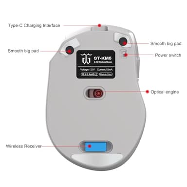 Snpurdiri 2.4G Wireless Gaming Keyboard and Mouse Combo, Include Mini 60% Mechanical Feel RGB Backlit Keyboard, Ergonomic Vertical Feel Small Wireless Mouse(White and Grey) - Image 5