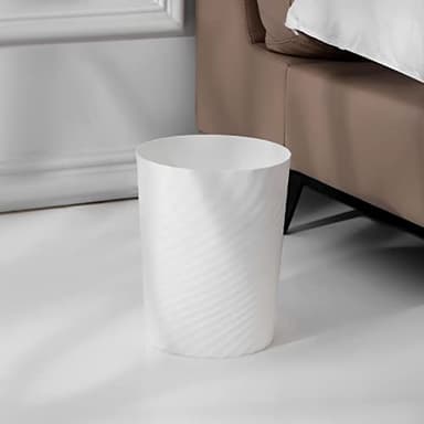 UUJOLY Plastic Small Trash Can Wastebasket, Garbage Container Basket for Bathrooms, Laundry Room, Kitchens, Offices, Kids Rooms, Dorms, 1.8 Gallon, White, 3 Pack - Image 2