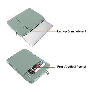 MOSISO Laptop Case 15 inch, 15 inch Laptop Sleeve Compatible with MacBook Air 15 M4 A3241 M3 A3114 M2 A2941 2025 2024 2023,Dell XPS 15,Polyester Vertical Computer Sleeve Bag with Pocket, Antique Green - Image 2