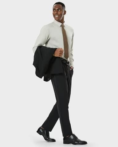 SNOWTEN Mens Pro Dress Pants Classic Fit Stretch Work Dress Pants 30" Quick Dry Lightweight Casual Comfy Pants with Pockets Black 33w × 30L - Image 8