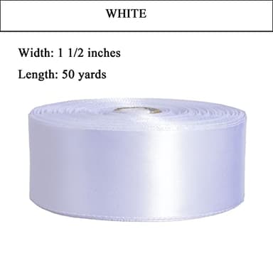 YASEO 1 1/2 Inch White Solid Satin Ribbon, 50 Yards Craft Fabric Ribbon for Gift Wrapping Floral Bouquets Wedding Party Decoration - Image 2