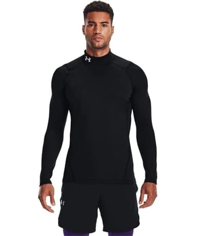 Under Armour Men's ColdGear Armour Fitted Mock, Black (001)/White, Medium - Image 1
