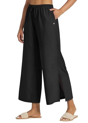 Willit Women's Wide Leg Pants UPF 50+ Swim Beach Pants Lightweight Travel Pants Quick Dry Sun Protective Black M - Image 1